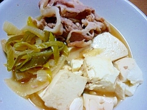 豚バラ&豆腐&白ネギのサッと煮＊